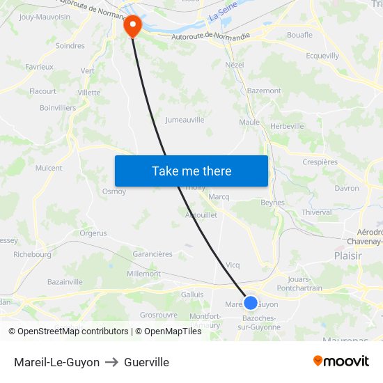 Mareil-Le-Guyon to Guerville map