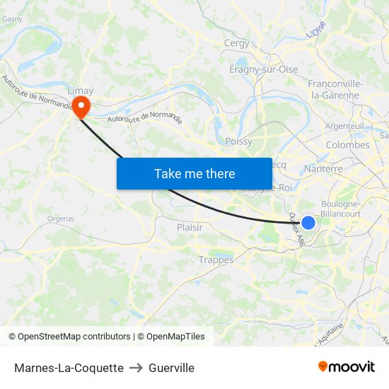 Marnes-La-Coquette to Guerville map