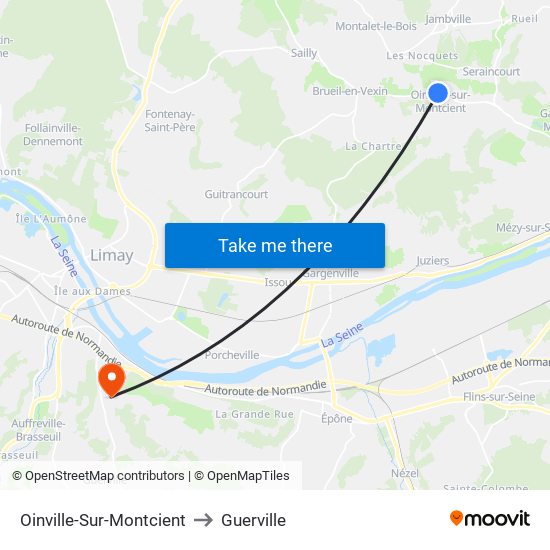 Oinville-Sur-Montcient to Guerville map