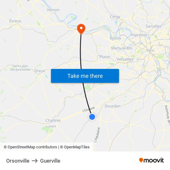 Orsonville to Guerville map