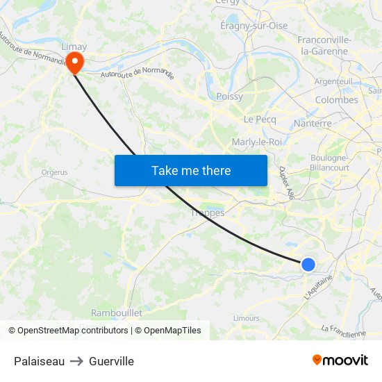 Palaiseau to Guerville map