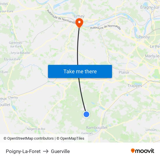 Poigny-La-Foret to Guerville map