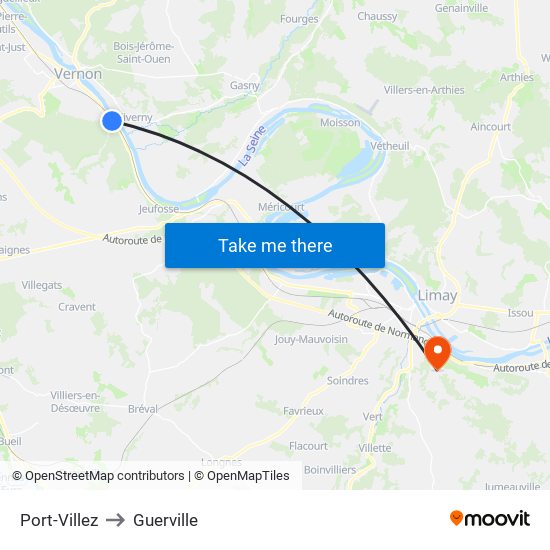 Port-Villez to Guerville map