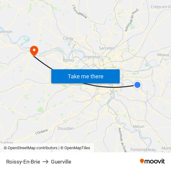 Roissy-En-Brie to Guerville map