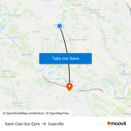 Saint-Clair-Sur-Epte to Guerville map