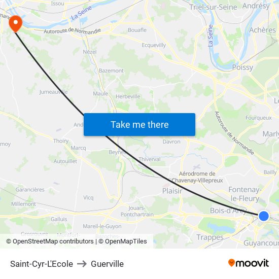 Saint-Cyr-L'Ecole to Guerville map