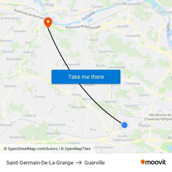 Saint-Germain-De-La-Grange to Guerville map