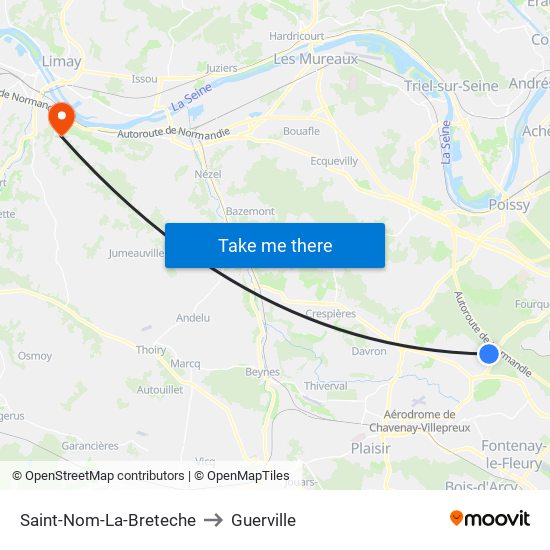 Saint-Nom-La-Breteche to Guerville map
