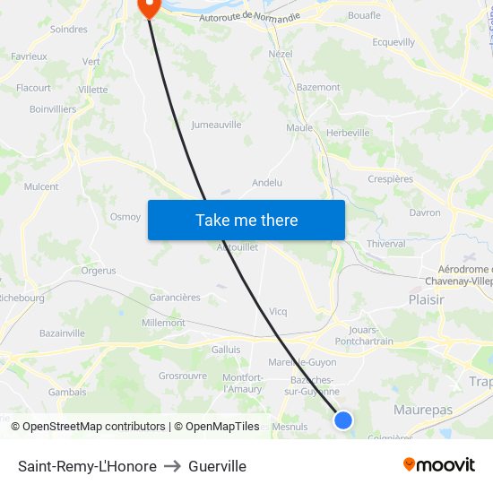 Saint-Remy-L'Honore to Guerville map