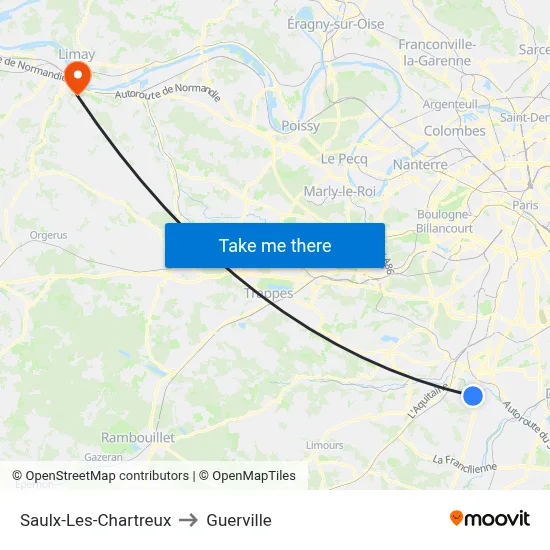 Saulx-Les-Chartreux to Guerville map