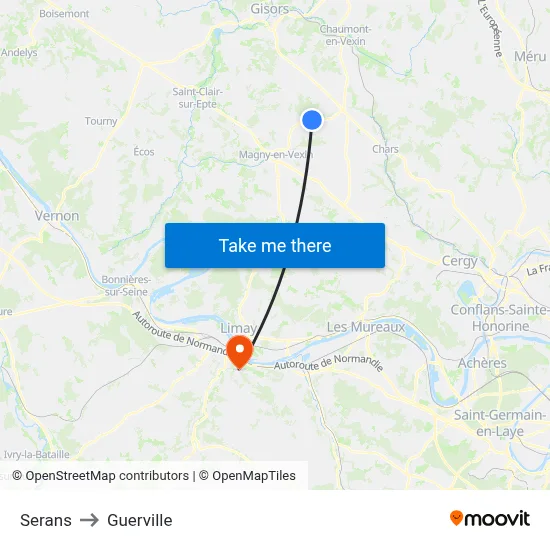 Serans to Guerville map
