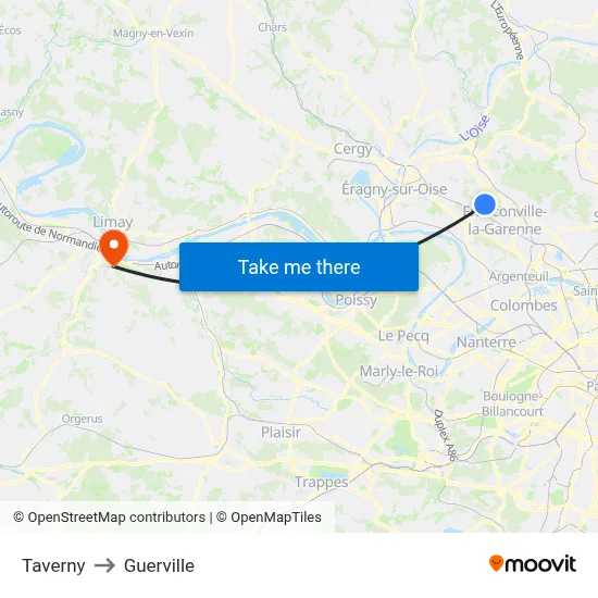 Taverny to Guerville map