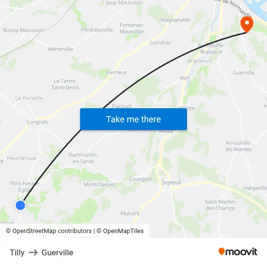 Tilly to Guerville map