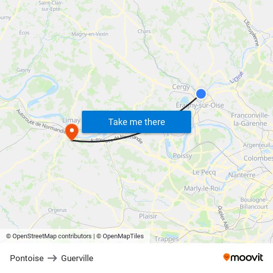 Pontoise to Guerville map