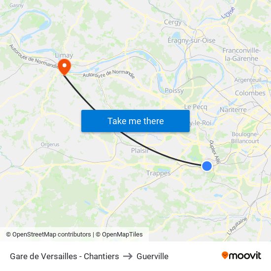 Gare de Versailles - Chantiers to Guerville map