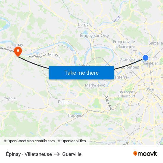 Épinay - Villetaneuse to Guerville map