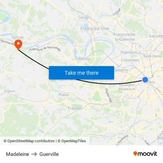 Madeleine to Guerville map