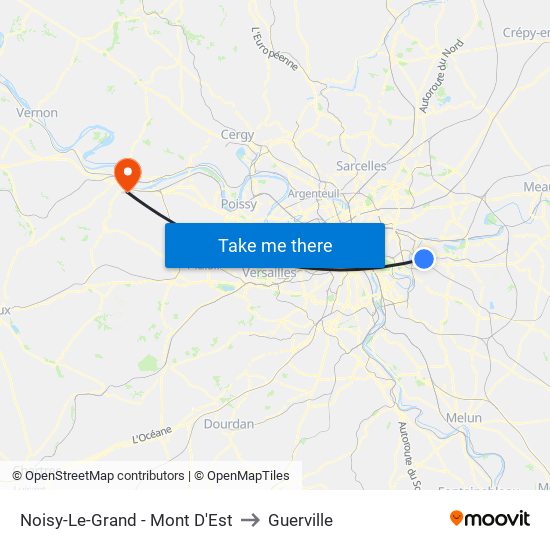 Noisy-Le-Grand - Mont D'Est to Guerville map