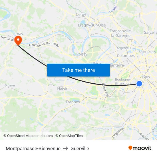 Montparnasse-Bienvenue to Guerville map