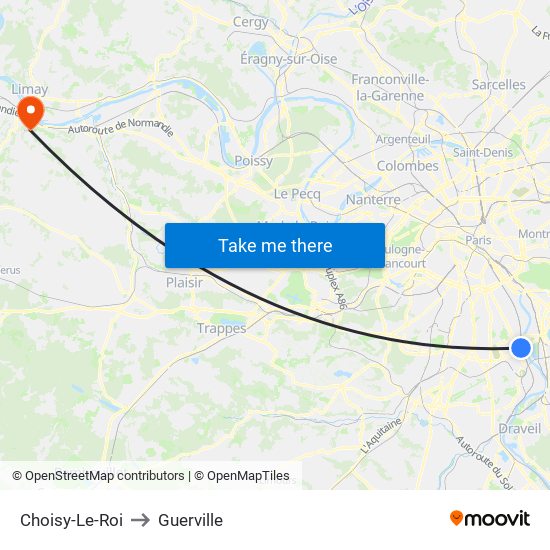 Choisy-Le-Roi to Guerville map
