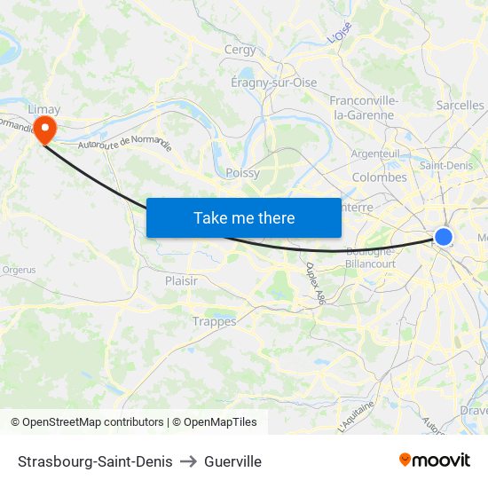 Strasbourg-Saint-Denis to Guerville map