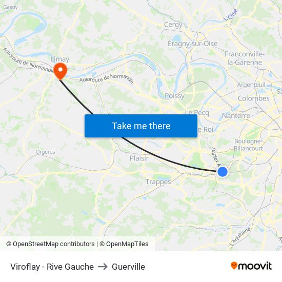 Viroflay - Rive Gauche to Guerville map