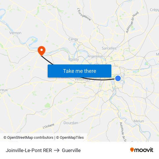 Joinville-Le-Pont RER to Guerville map