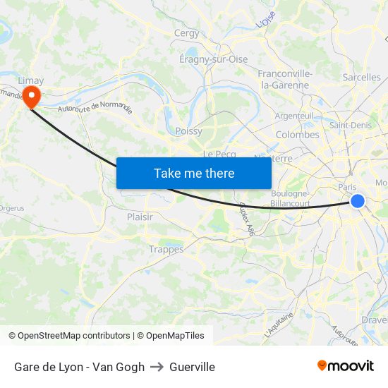 Gare de Lyon - Van Gogh to Guerville map