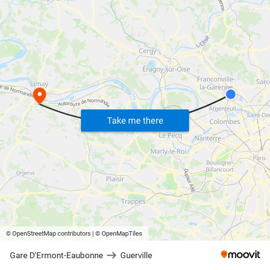 Gare D'Ermont-Eaubonne to Guerville map