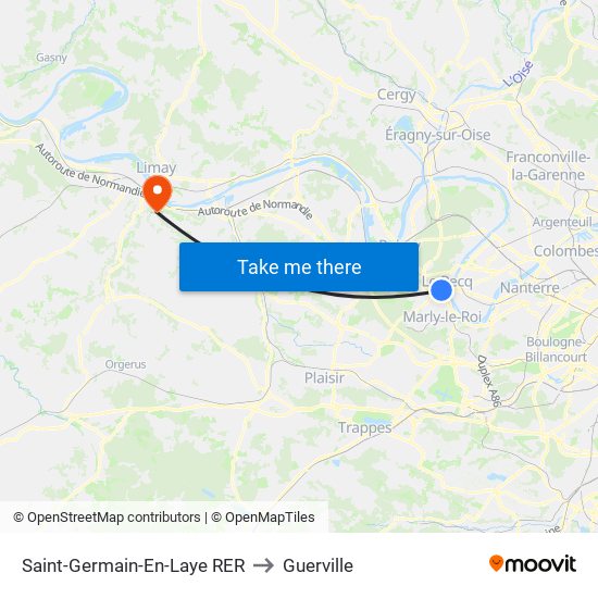 Saint-Germain-En-Laye RER to Guerville map