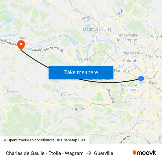 Charles de Gaulle - Étoile - Wagram to Guerville map