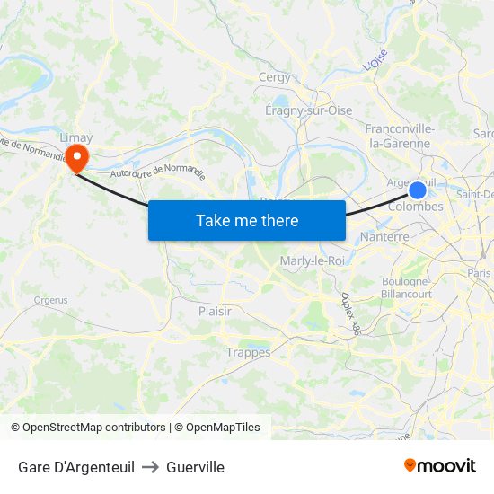 Gare D'Argenteuil to Guerville map
