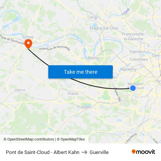 Pont de Saint-Cloud - Albert Kahn to Guerville map