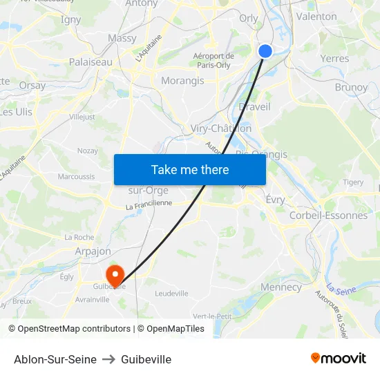 Ablon-Sur-Seine to Guibeville map