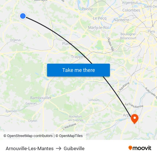 Arnouville-Les-Mantes to Guibeville map