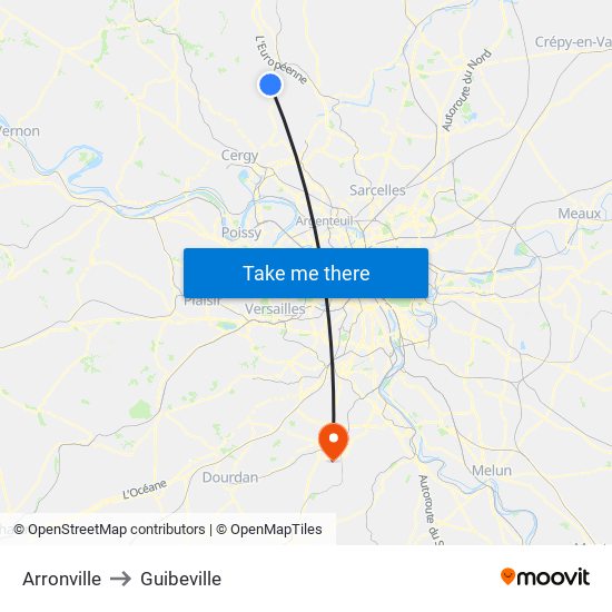 Arronville to Guibeville map