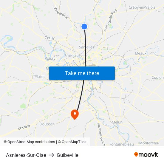 Asnieres-Sur-Oise to Guibeville map