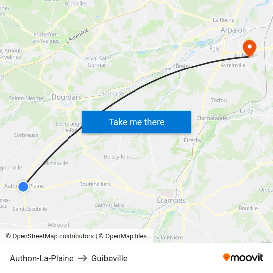 Authon-La-Plaine to Guibeville map