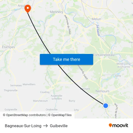 Bagneaux-Sur-Loing to Guibeville map