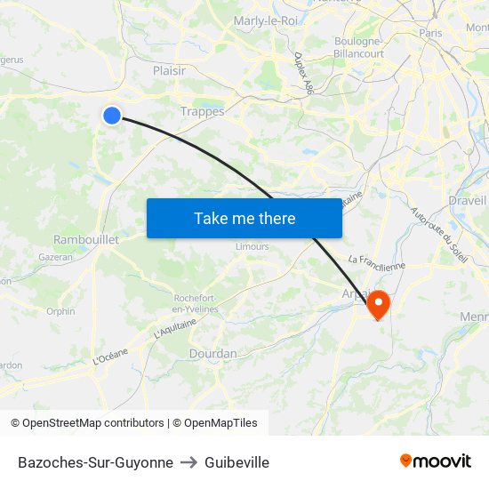 Bazoches-Sur-Guyonne to Guibeville map