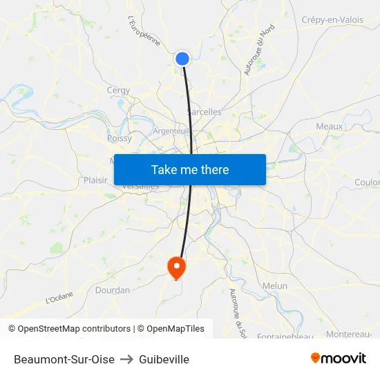 Beaumont-Sur-Oise to Guibeville map