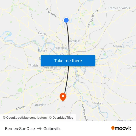 Bernes-Sur-Oise to Guibeville map