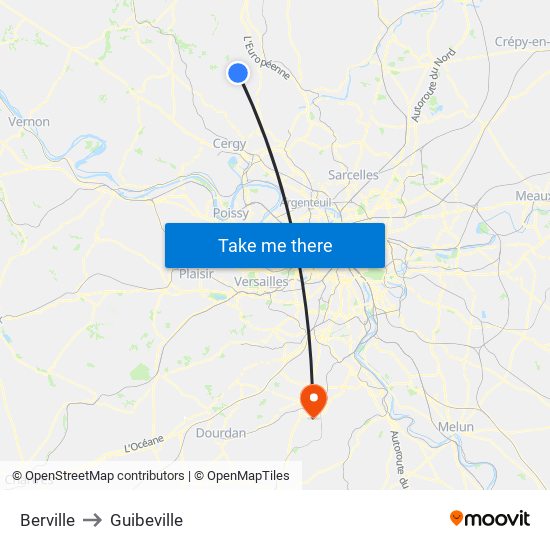Berville to Guibeville map