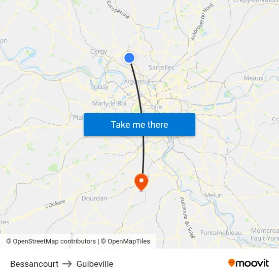 Bessancourt to Guibeville map