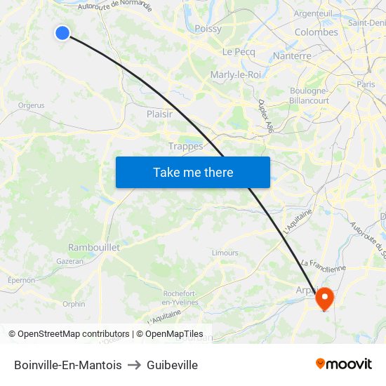 Boinville-En-Mantois to Guibeville map