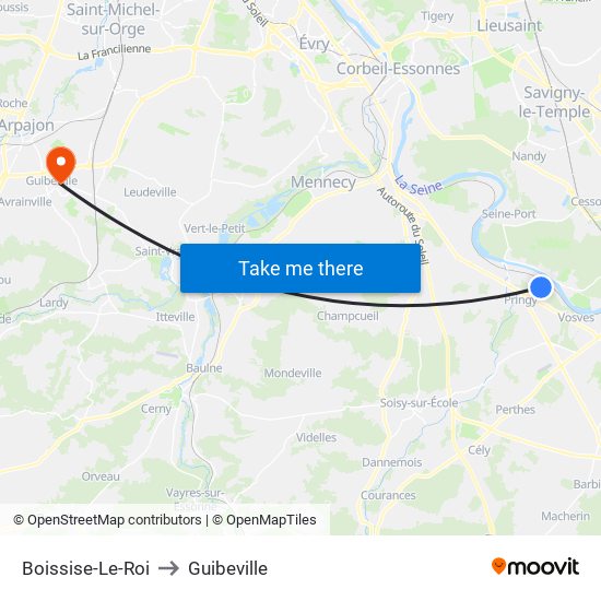 Boissise-Le-Roi to Guibeville map