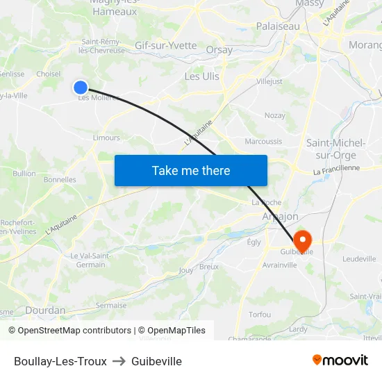 Boullay-Les-Troux to Guibeville map