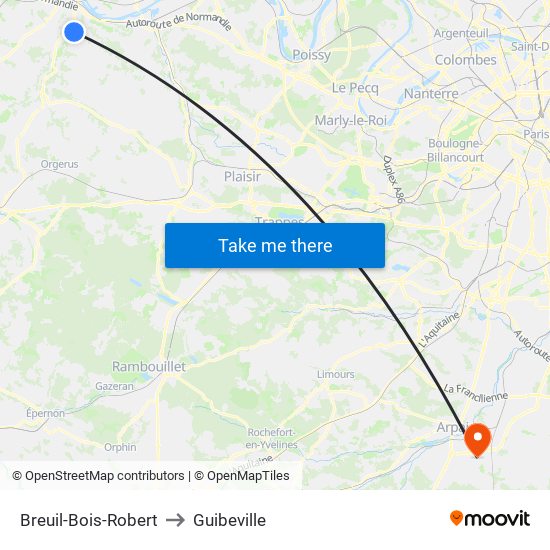 Breuil-Bois-Robert to Guibeville map