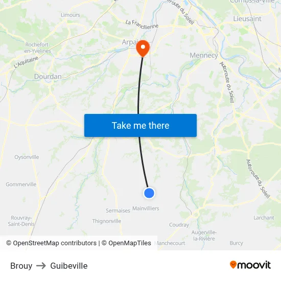 Brouy to Guibeville map