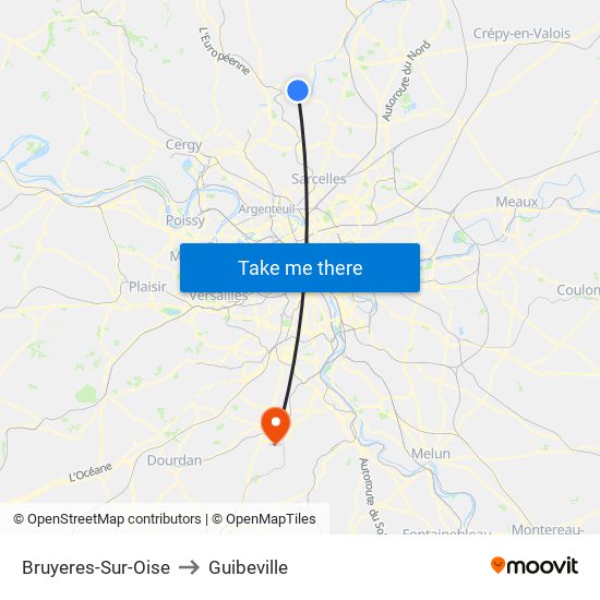 Bruyeres-Sur-Oise to Guibeville map